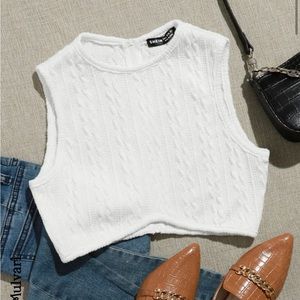 White cropped knit top from shein